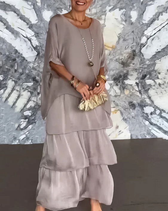 Sophie | Langes fließendes Kleid mit Rüschen