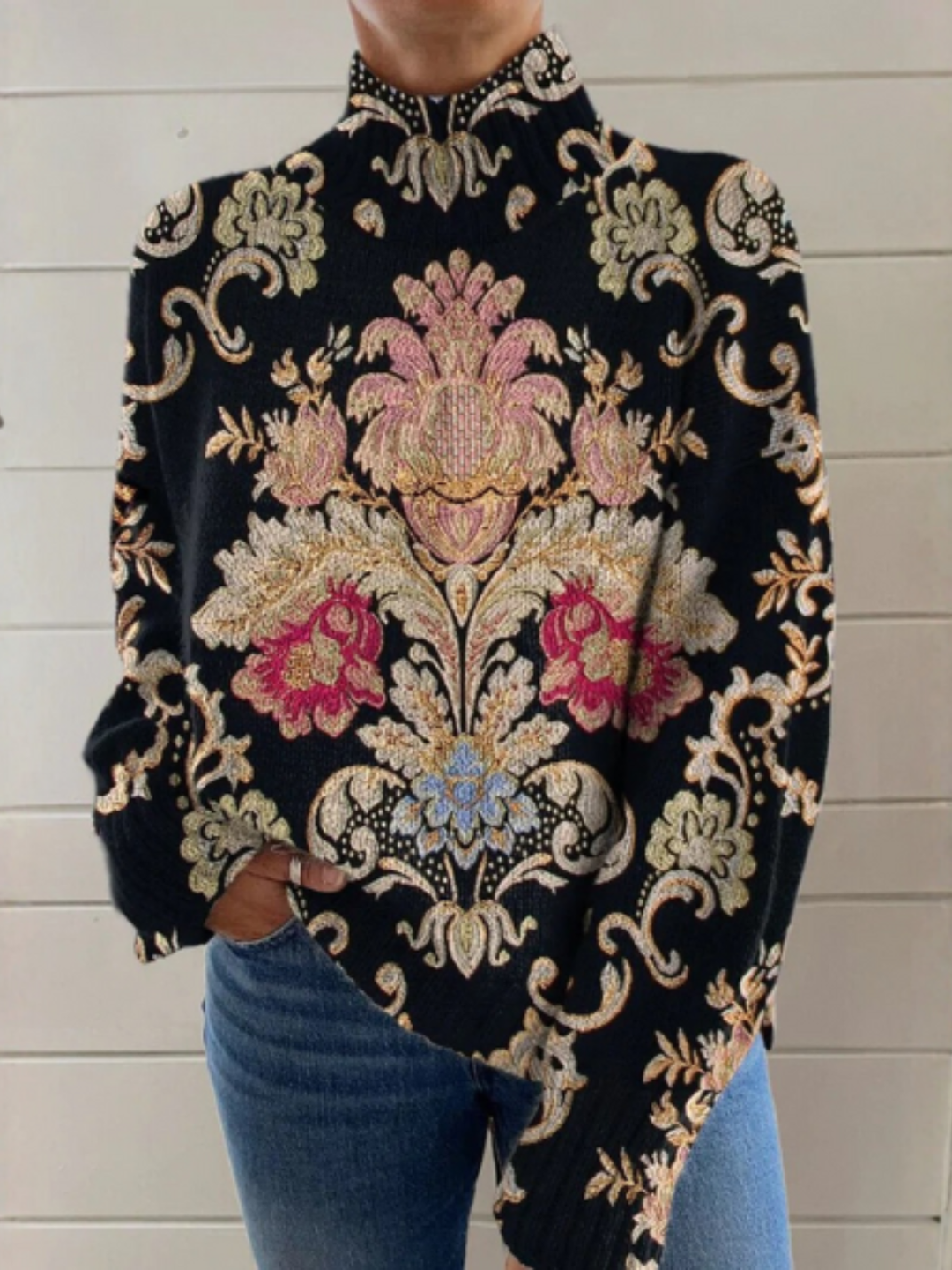 Aurora™ - Floral Rollkragenpullover