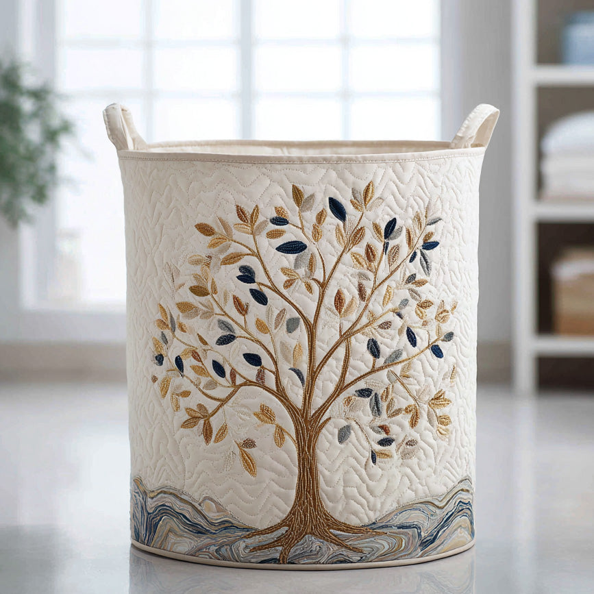 Baumzauber | Gesteppter Wäschekorb mit zartem Baummotiv