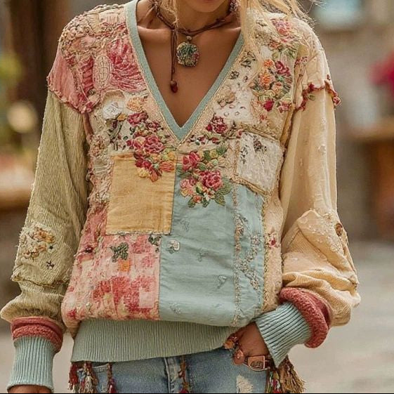 Evelyn | Damen Boho Strickpullover