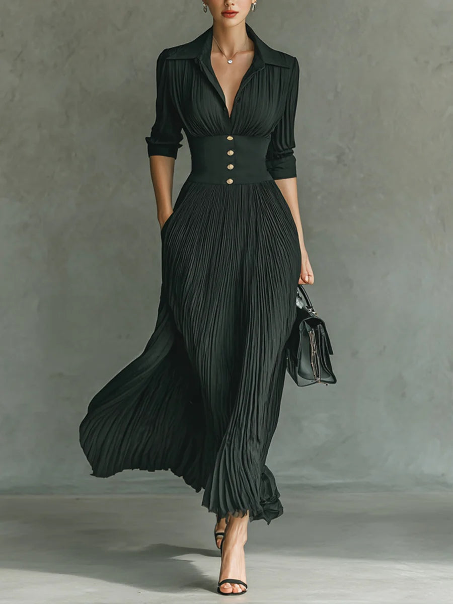 Erika | Plisseekleid mit Revers