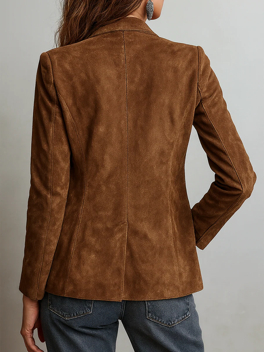 Vintage Brauner Blazer | Damen Tailliertes Jackett mit Kontrastnähten