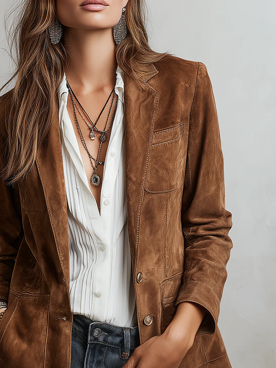 Vintage Brauner Blazer | Damen Tailliertes Jackett