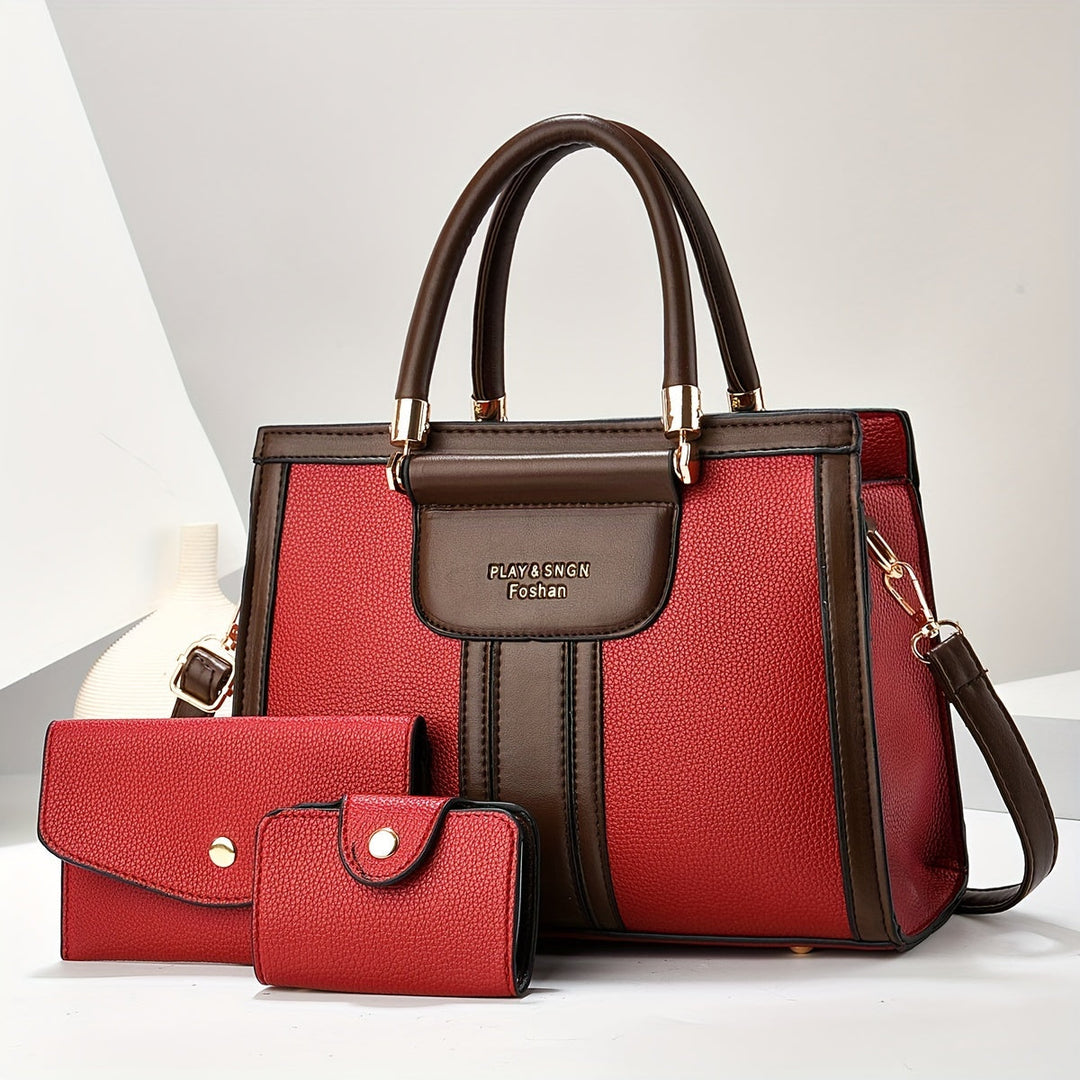Luna - Elegantes 3-teiliges Lederhandtaschen-Set