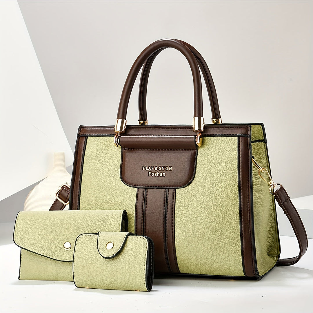 Luna - Elegantes 3-teiliges Lederhandtaschen-Set
