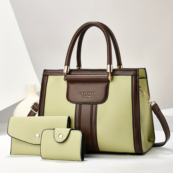 Luna - Elegantes 3-teiliges Lederhandtaschen-Set