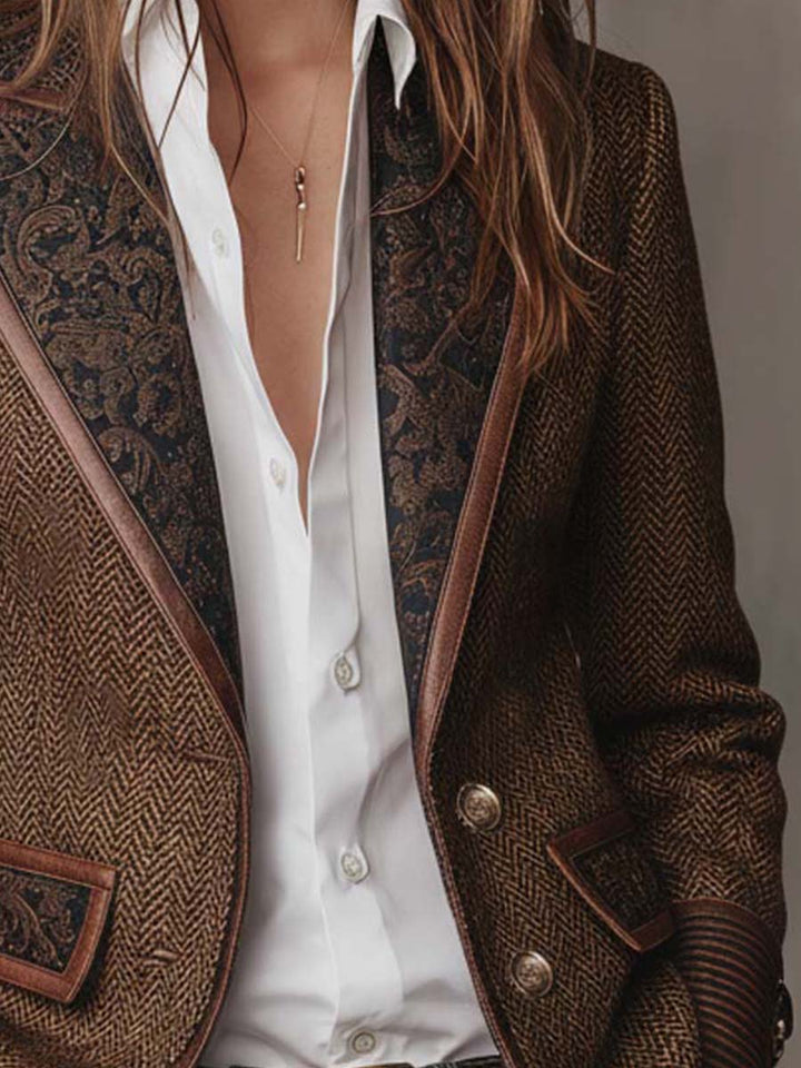 Sloane | Herringbone-Print-Panel-Blazer für Frauen