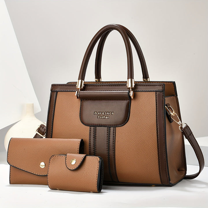 Luna - Elegantes 3-teiliges Lederhandtaschen-Set