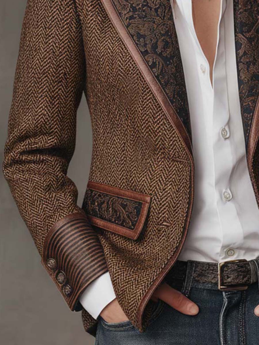 Sloane | Herringbone-Print-Panel-Blazer für Frauen