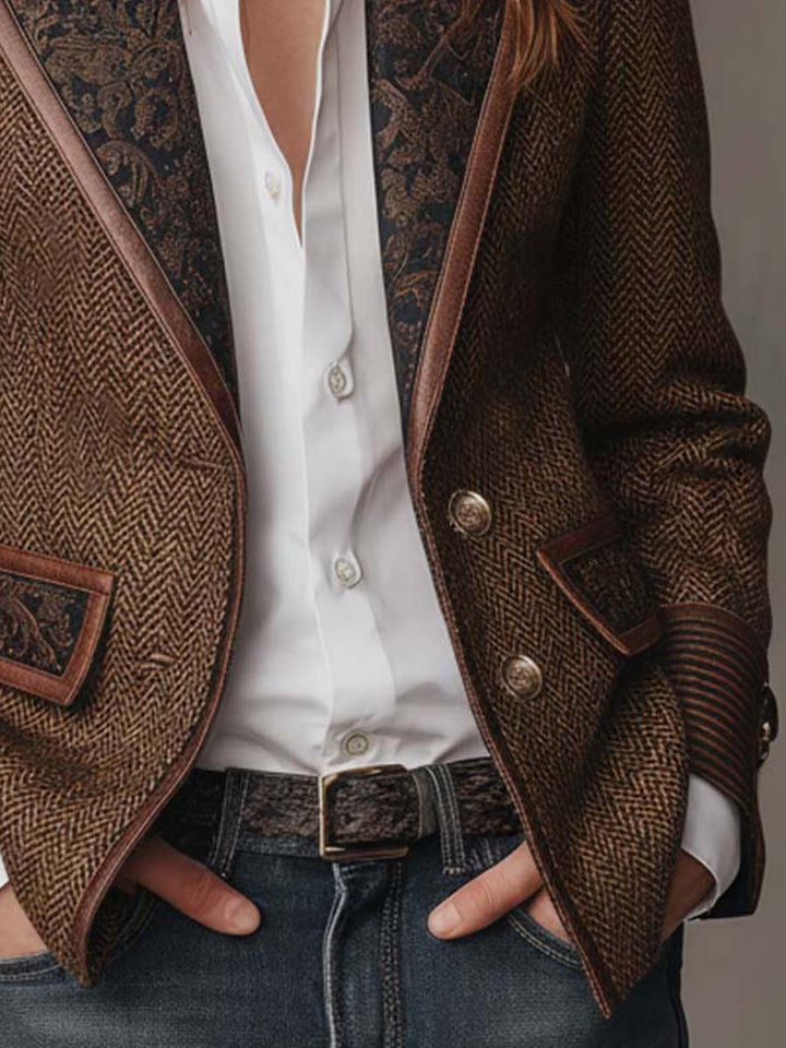 Sloane | Herringbone-Print-Panel-Blazer für Frauen