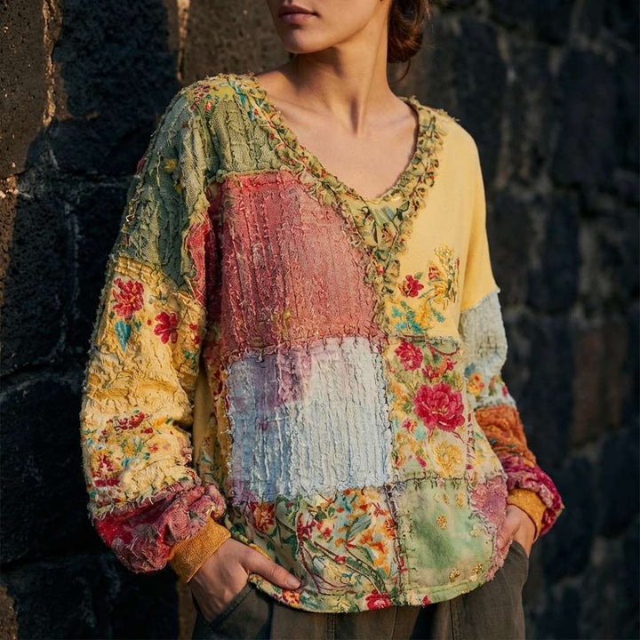 Ruby | Damen Boho Patchwork-Top