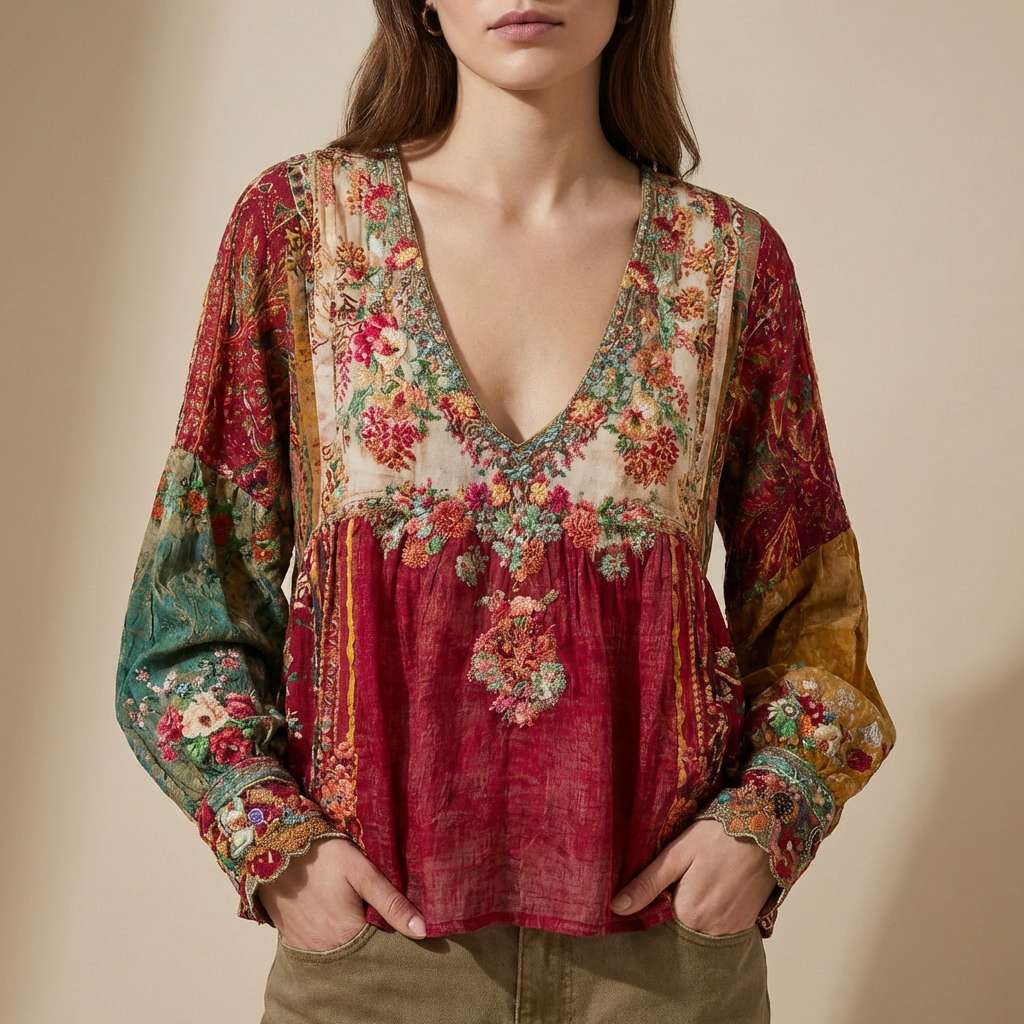 Ruby | Damen Boho Patchwork-Top
