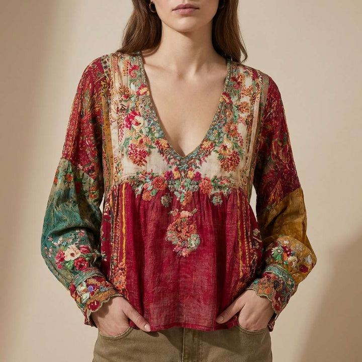Ruby | Damen Boho Patchwork-Top