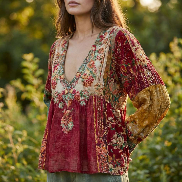 Ruby | Damen Boho Patchwork-Top
