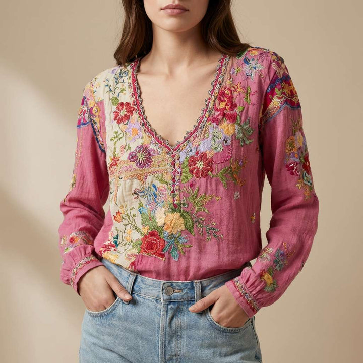 Ruby | Damen Boho Patchwork-Top