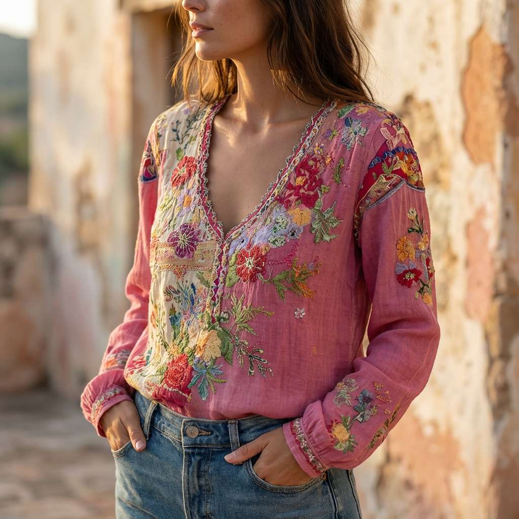 Ruby | Damen Boho Patchwork-Top