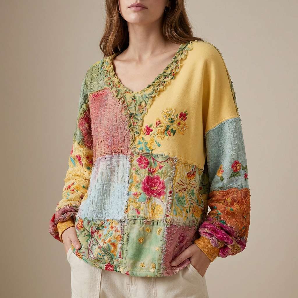 Ruby | Damen Boho Patchwork-Top