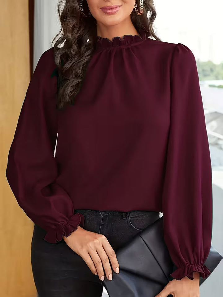 Lena | Bluse Mit Rüschenkragen Und Puffärmeln