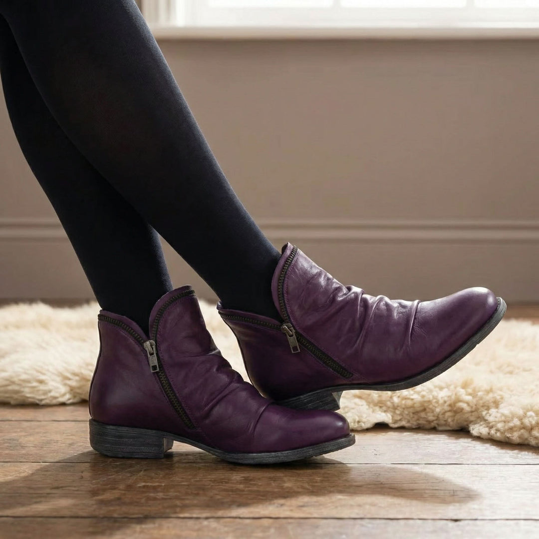 Klara | Gerüschte Stiefeletten mit Blockabsatz