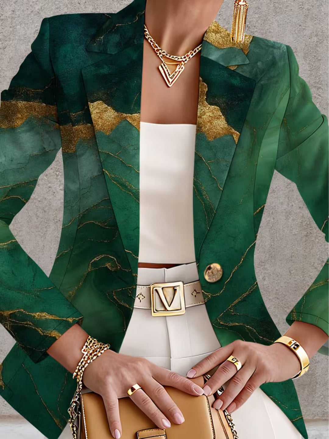 Honorine | Smaragdgrüner Marmor Blazer