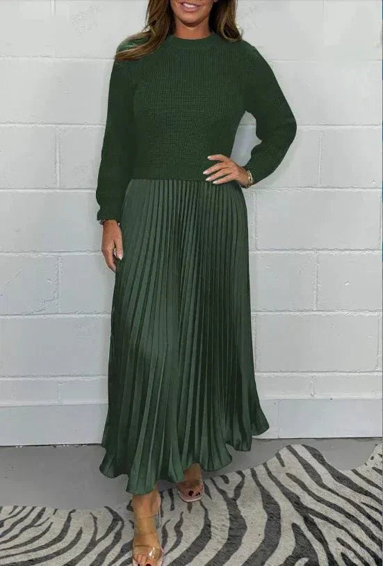Michelle | Maxikleid mit Jersey und Faltenrock