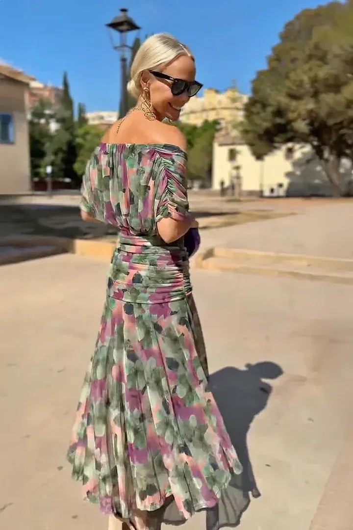 Adelheid | Rosa Leinen Maxi Kleid V-Hals