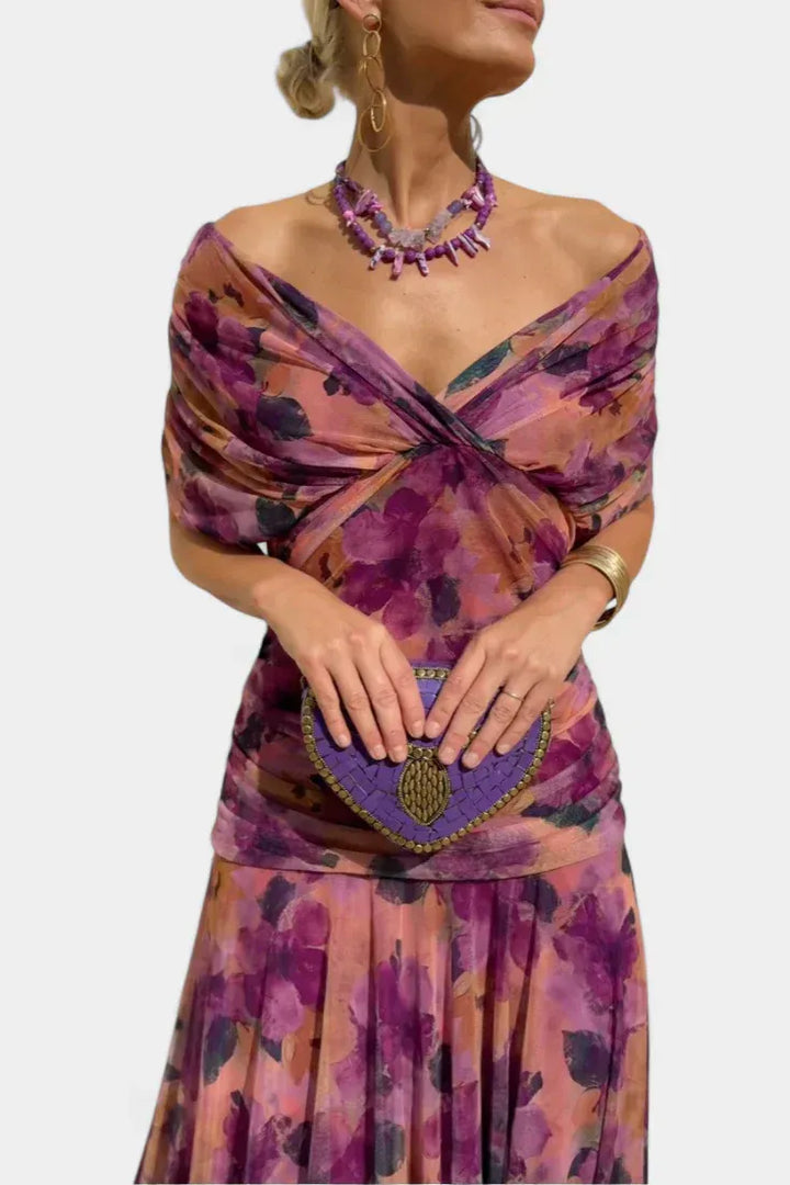 Adelheid | Rosa Leinen Maxi Kleid V-Hals