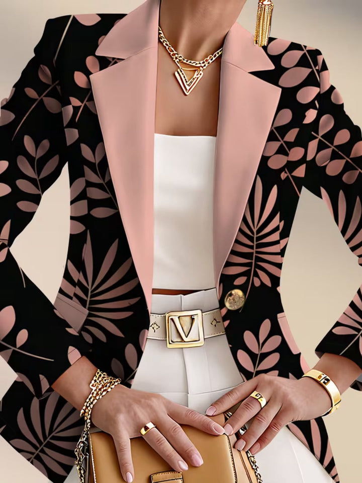 Odaya | Blazer mit pinkem Blattdruck