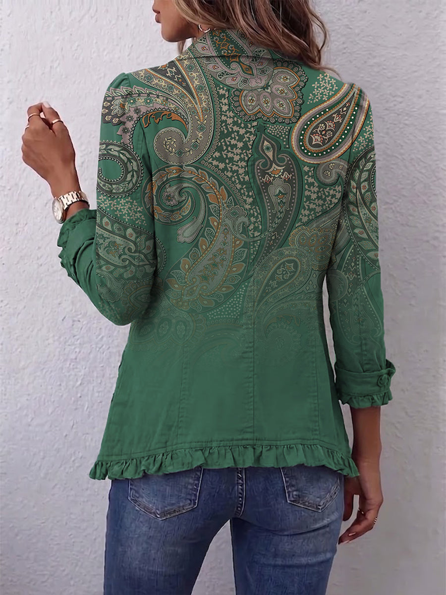 Jemara | Bohemian Paisley Print Rüschjacke