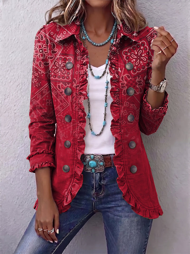 Criselle | Bohemian Paisley Ombre Druck Rüschensakko