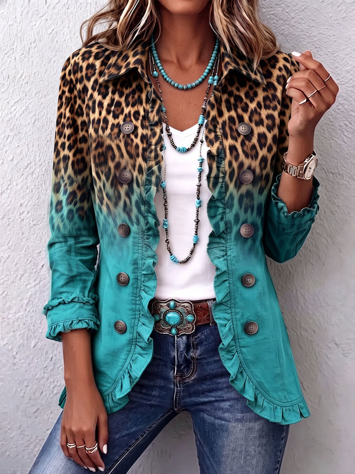 Elspeth | Leopard Ombre Rüschensakko
