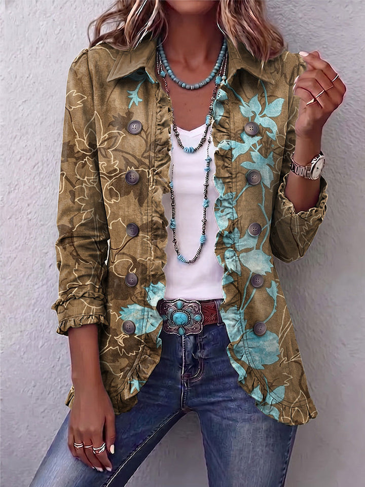 Sundara | Boho Gradient Vintage Floral Rüschjacke