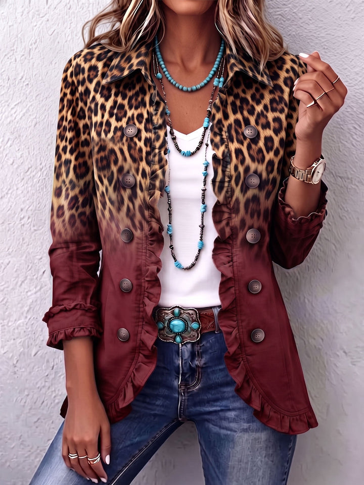 Elspeth | Leopard Ombre Rüschensakko