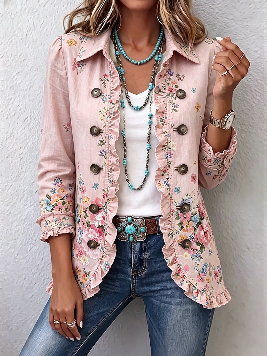 Bettany | Florale Rüschenshirt-Jacke