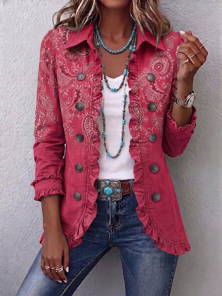 Anouk | Vintage Paisley Druck Rüschensakko