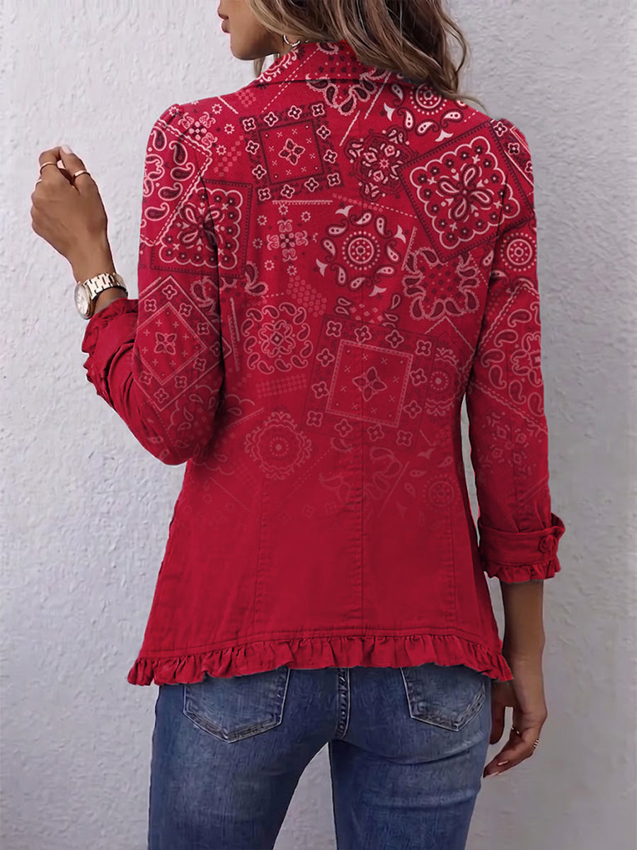 Criselle | Bohemian Paisley Ombre Druck Rüschensakko