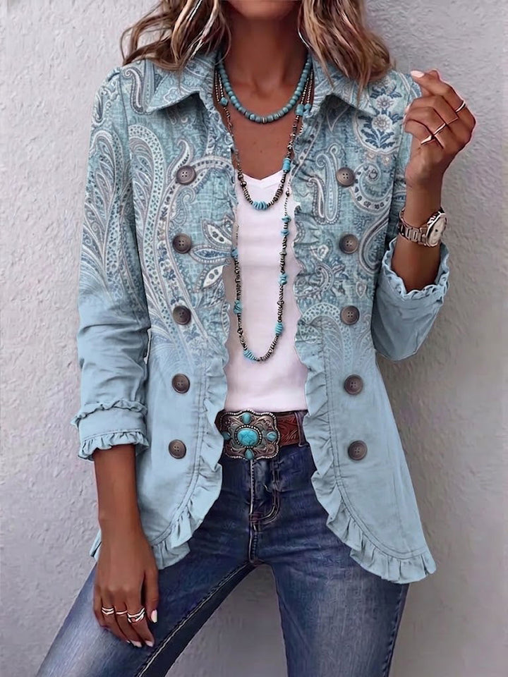 Estrella | Vintage Paisley Druck Rüschjacke