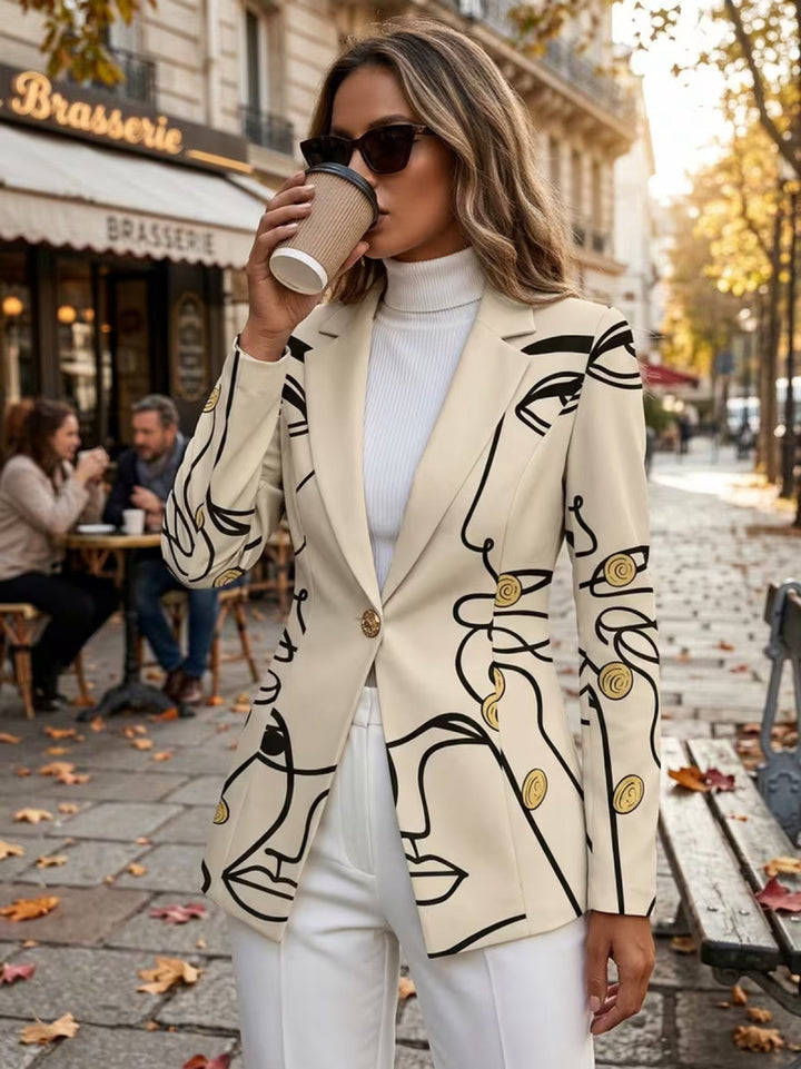 Philippinischer | Linienkunst Druck Taillierter Blazer
