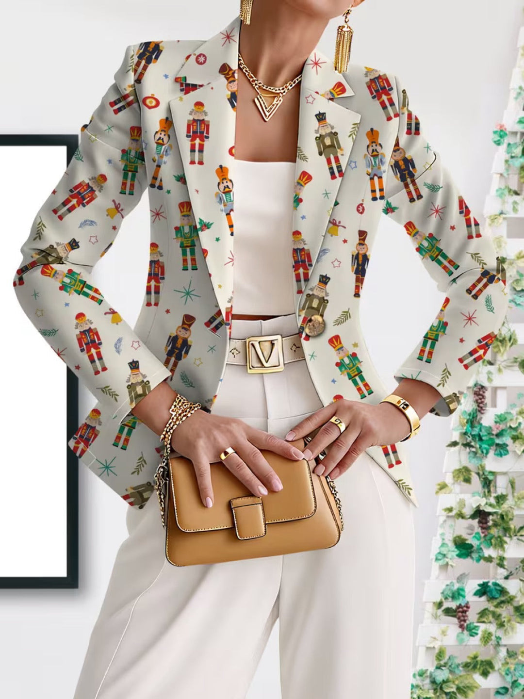 Vivenne | Nussknacker Druck Holiday Blazer